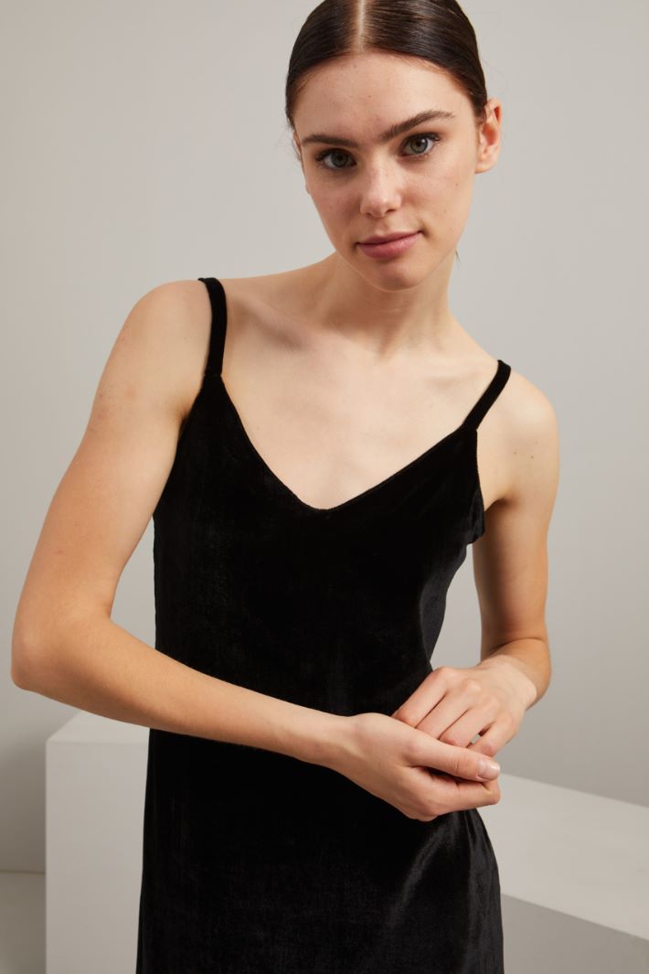 Slip dress in velluto - NERO - Fashion Market - 3