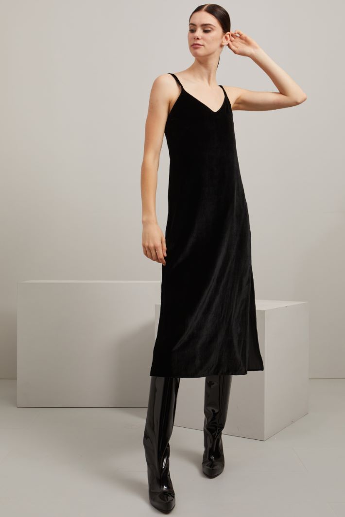Slip dress in velluto - NERO - Fashion Market