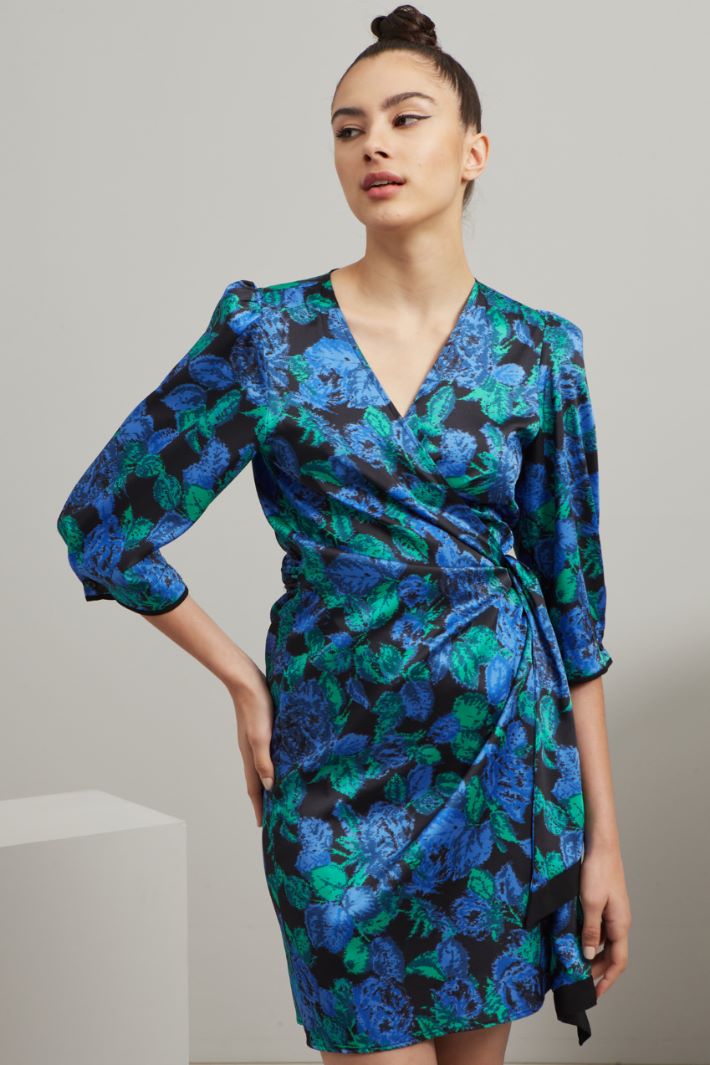 Abito corto a portafoglio - BLU VERDE NERO - Fashion Market - 2