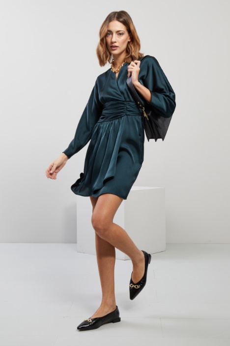 Abito in raso con drappeggio - Fashion Market