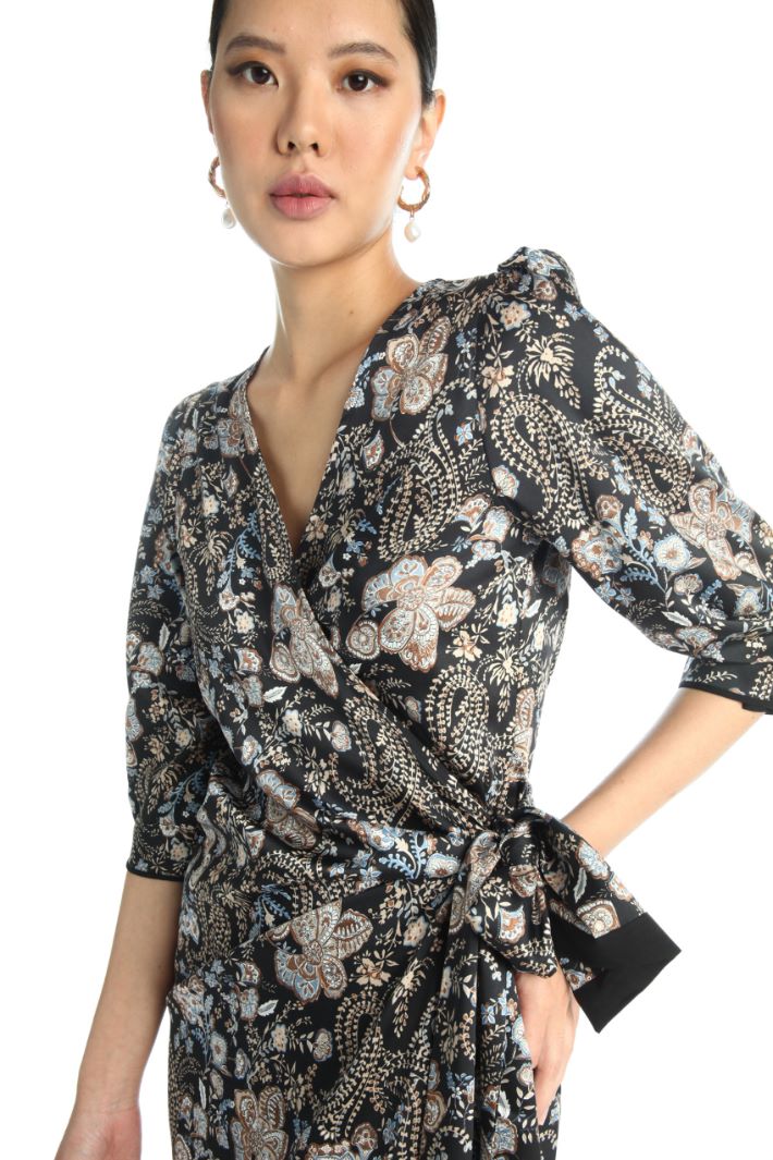 Abito a portafoglio in twill - NERO BEIGE - Fashion Market - 3