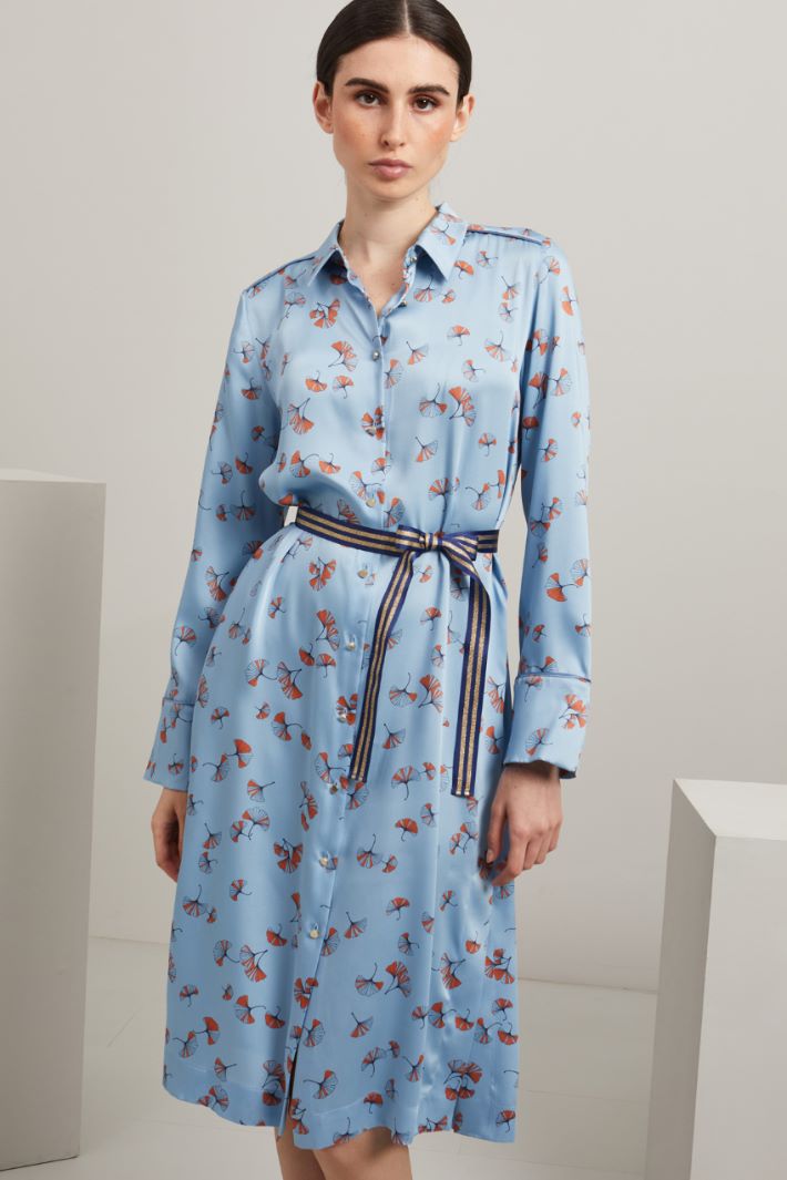 Chemisier in raso - AZZURRO ARANCIONE - Fashion Market - 2
