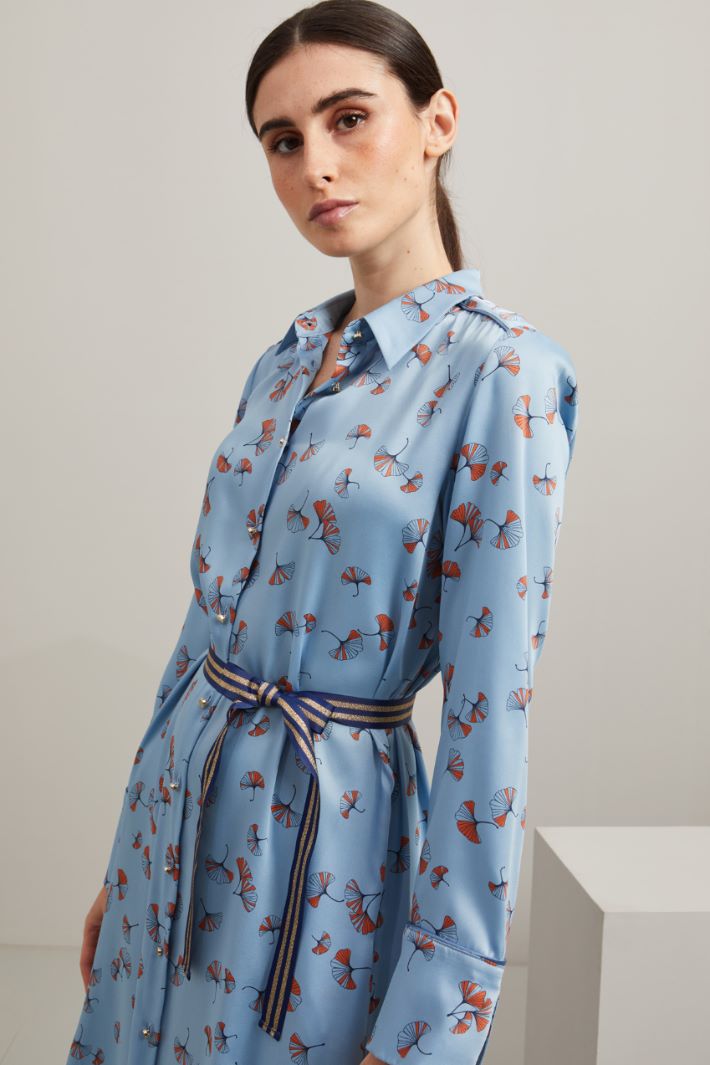 Chemisier in raso - AZZURRO ARANCIONE - Fashion Market - 3