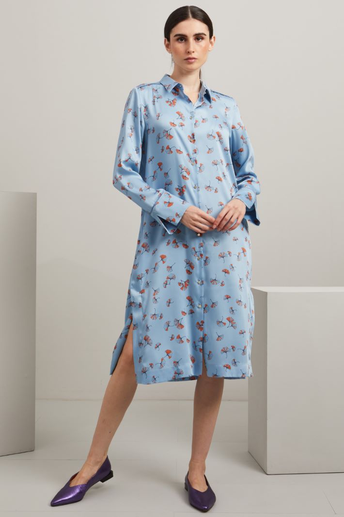 Chemisier in raso - AZZURRO ARANCIONE - Fashion Market