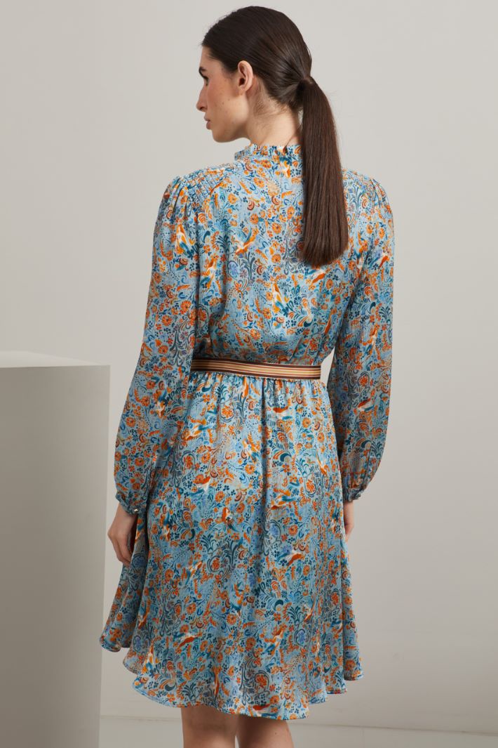 Abito in creponne - CELESTE AZZURRO ARANCIONE - Fashion Market - 4