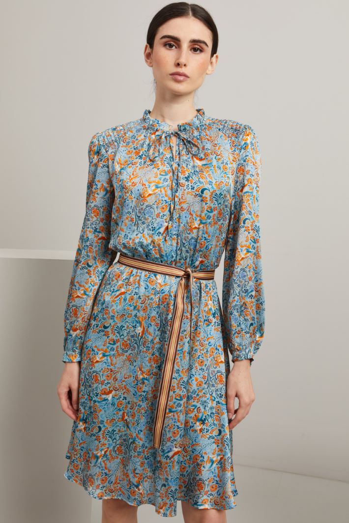 Abito in creponne - CELESTE AZZURRO ARANCIONE - Fashion Market - 2