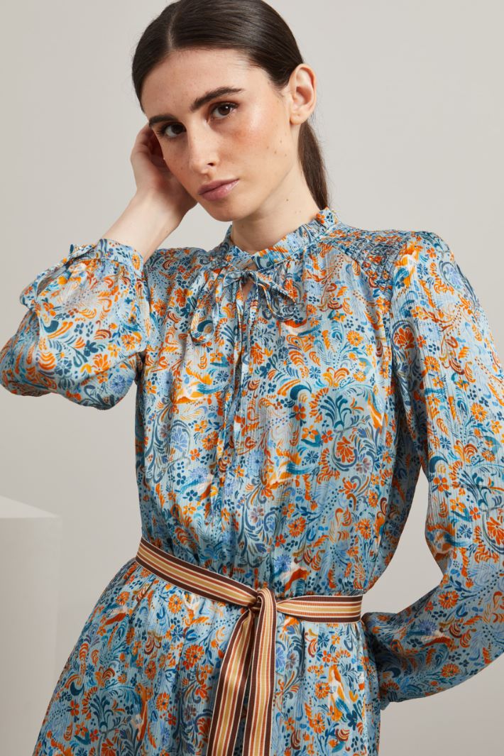 Abito in creponne - CELESTE AZZURRO ARANCIONE - Fashion Market - 3