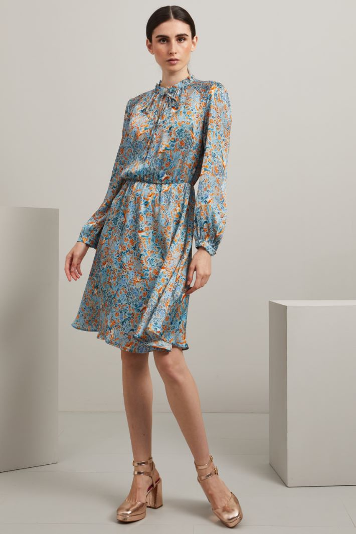 Abito in creponne - CELESTE AZZURRO ARANCIONE - Fashion Market