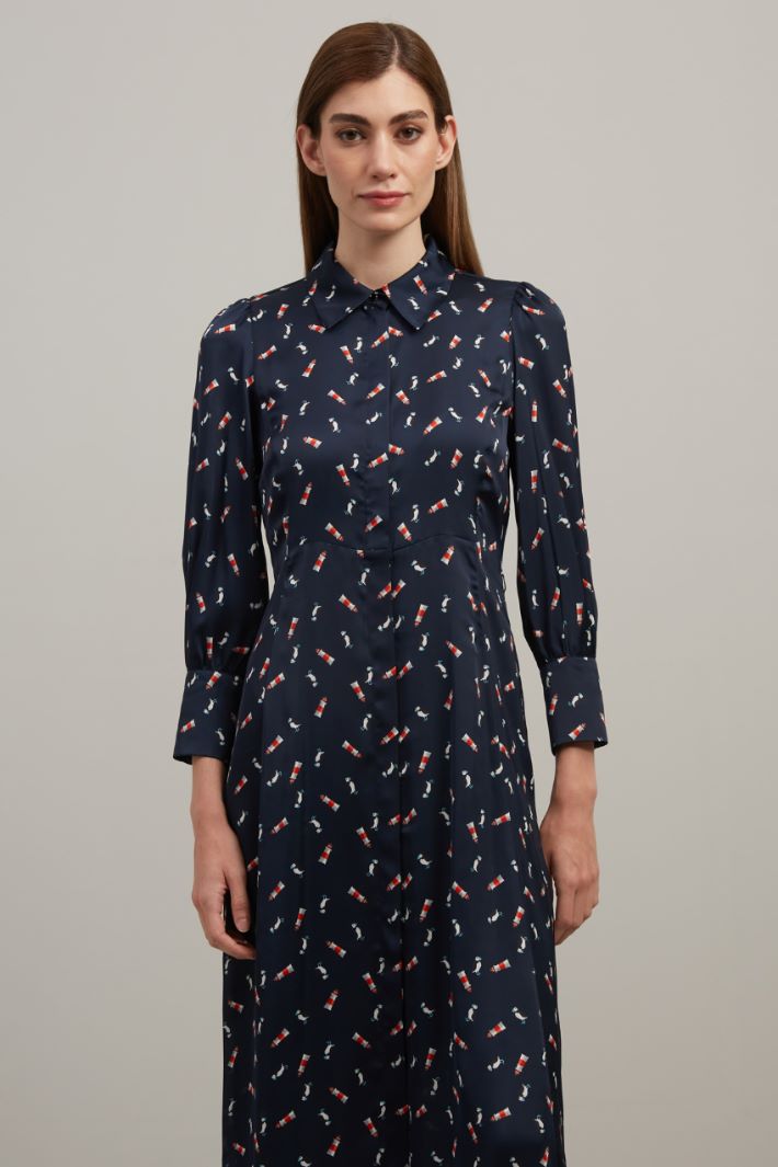 Abito lungo in raso - BLU NOTTE ROSSO - Fashion Market - 2