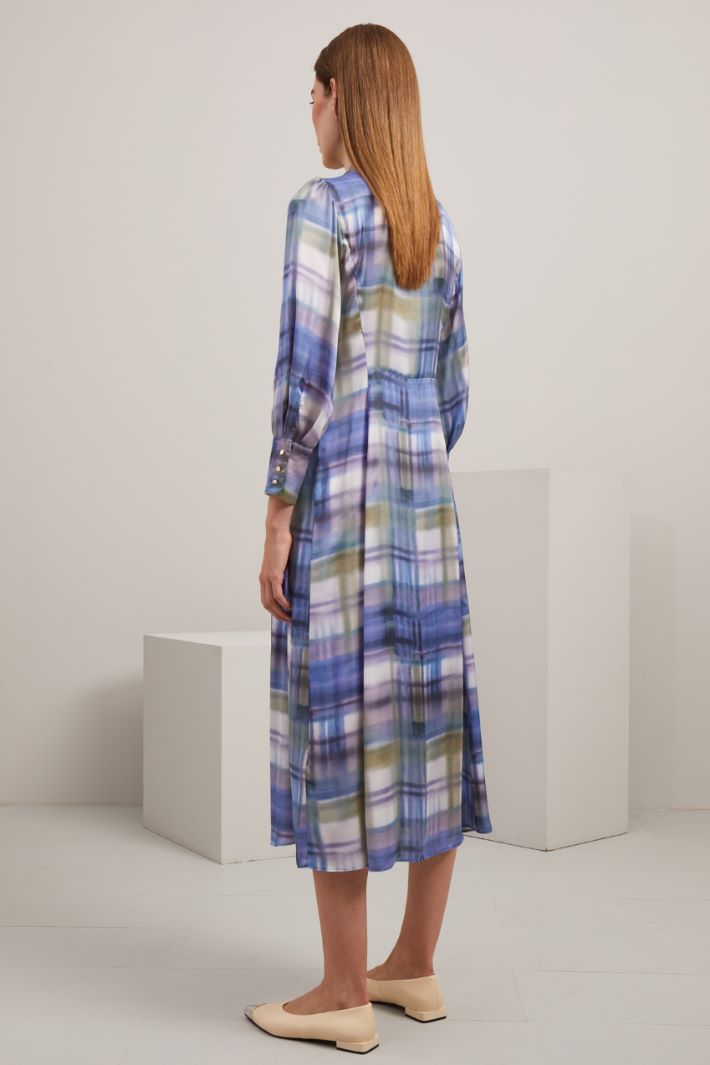 Abito lungo in raso - VERDE AZZURRO LILLA - Fashion Market - 4