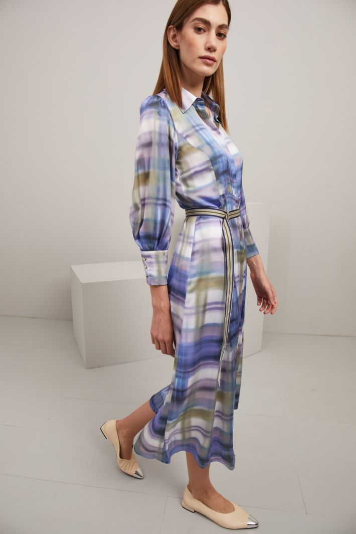 Abito lungo in raso - VERDE AZZURRO LILLA - Fashion Market - 2