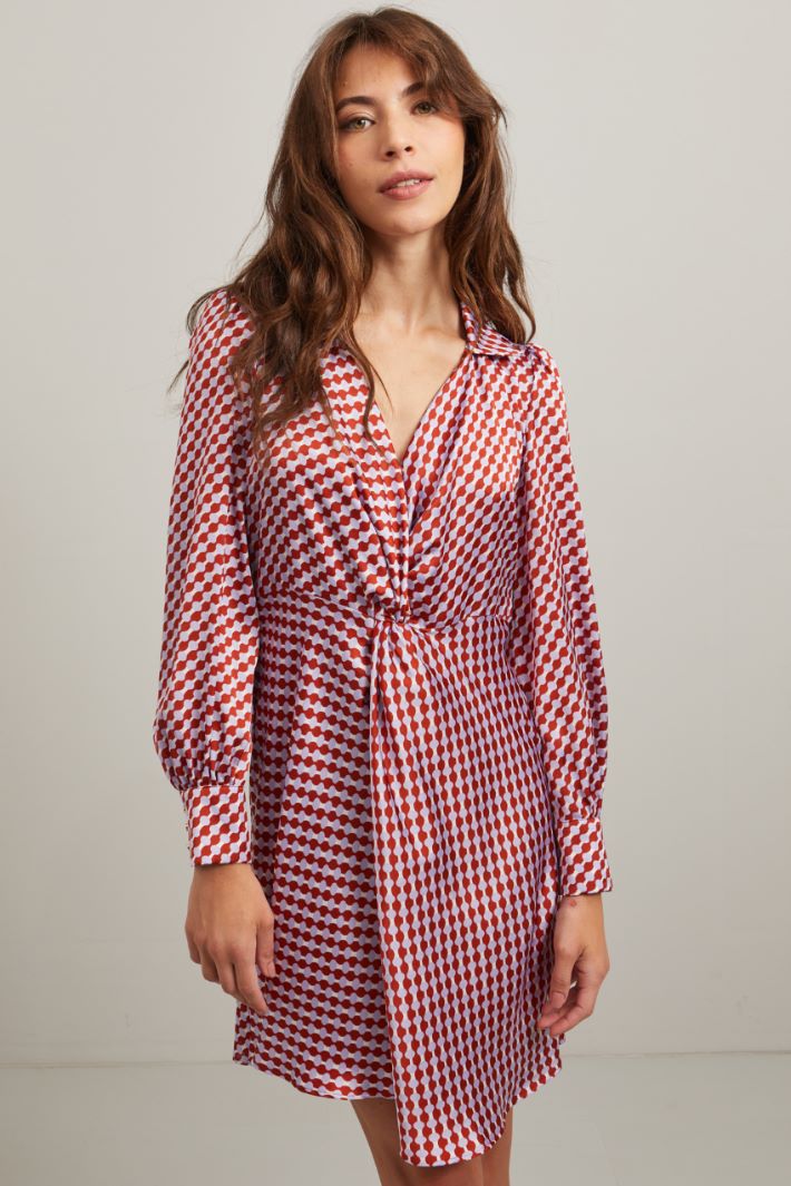 Abito in raso stampato - MAGENTA LILLA - Fashion Market - 2