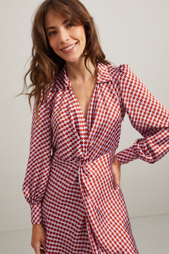 Abito in raso stampato - MAGENTA LILLA - Fashion Market - 3