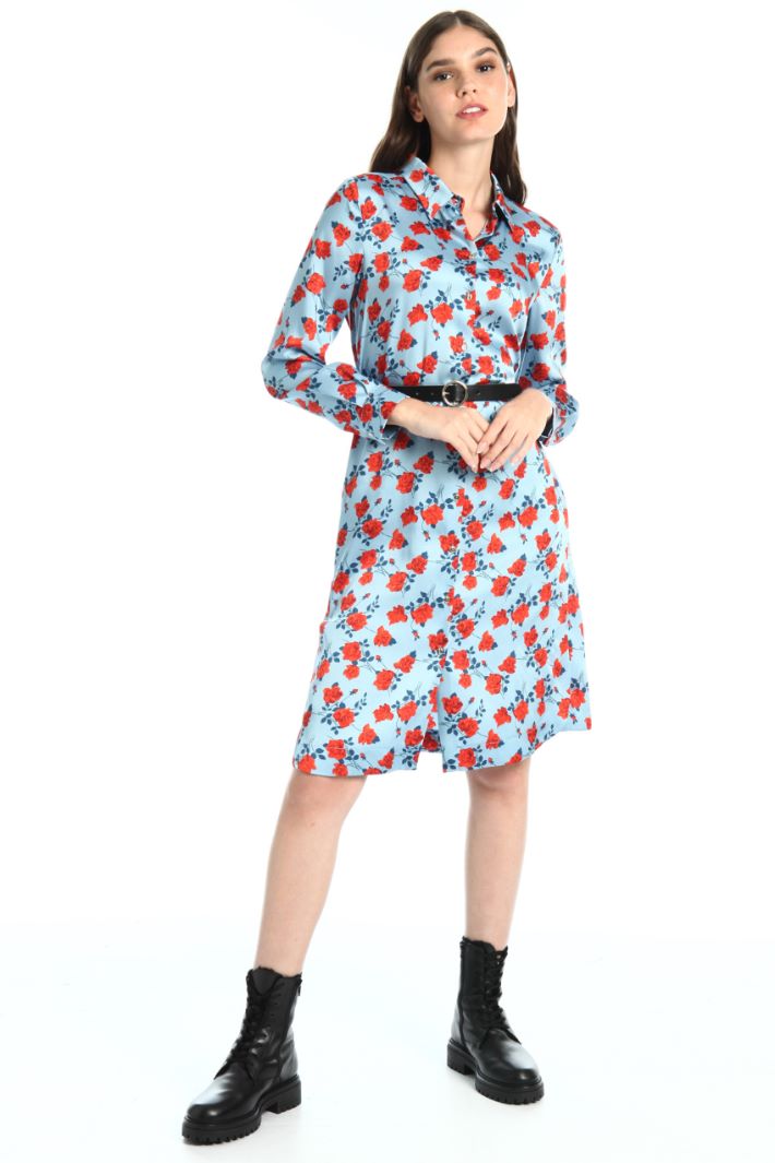 Abito chemisier in twill - CELESTE ROSSO - Fashion Market - 5