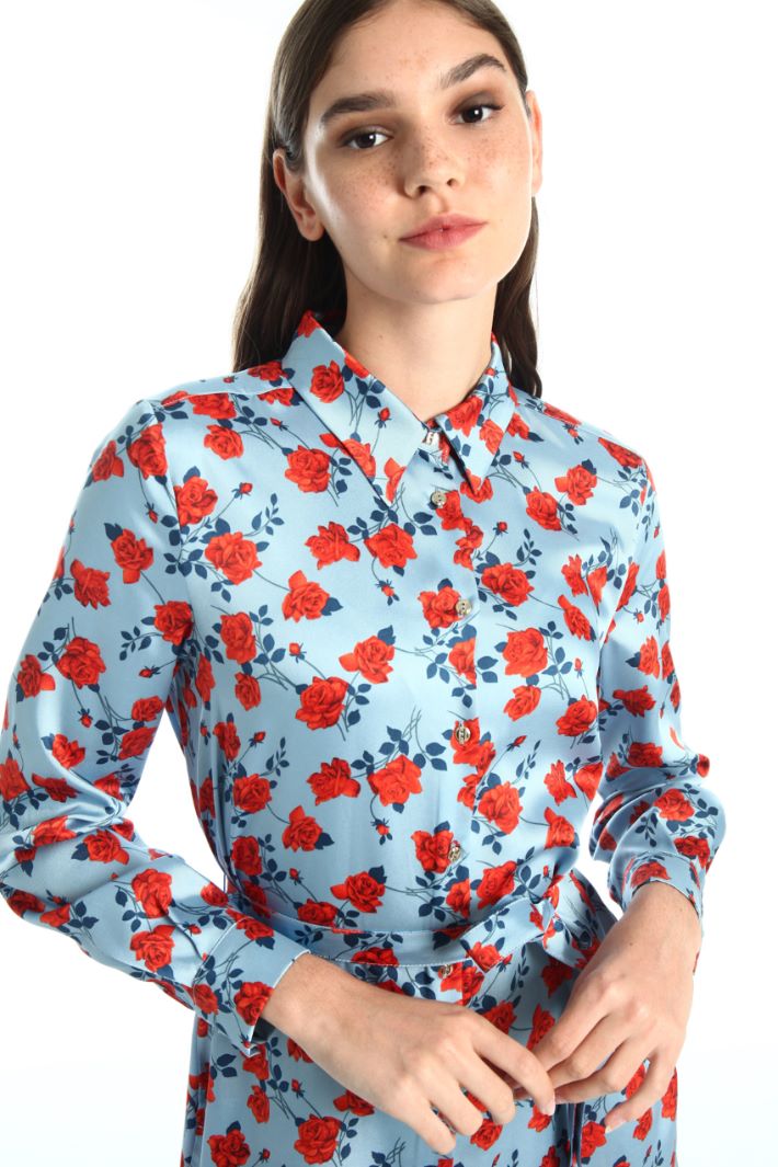 Abito chemisier in twill - CELESTE ROSSO - Fashion Market - 3