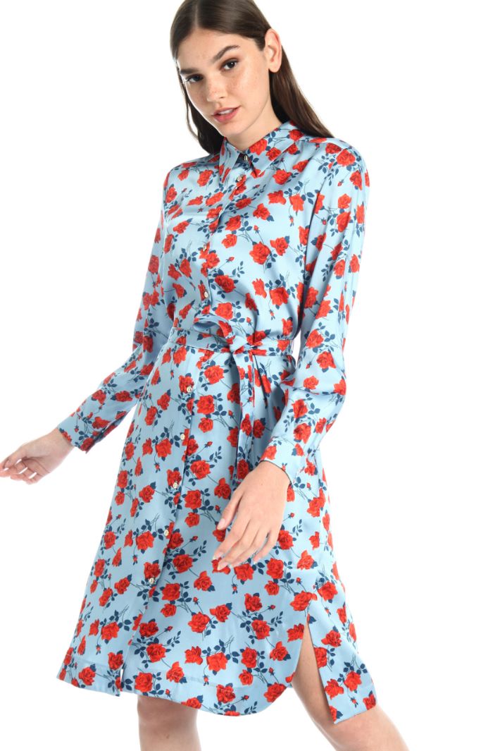 Abito chemisier in twill - CELESTE ROSSO - Fashion Market