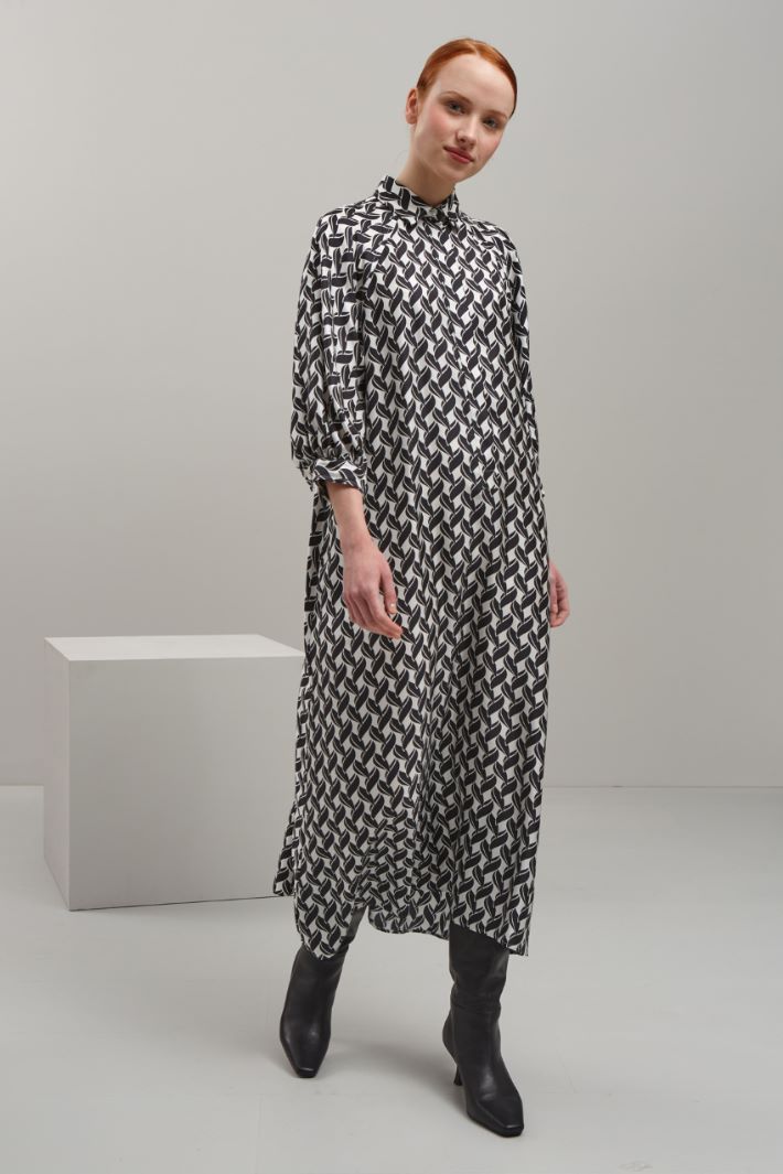 Chemisier in pura seta - NERO BIANCO GHIACCIO - Fashion Market - 2