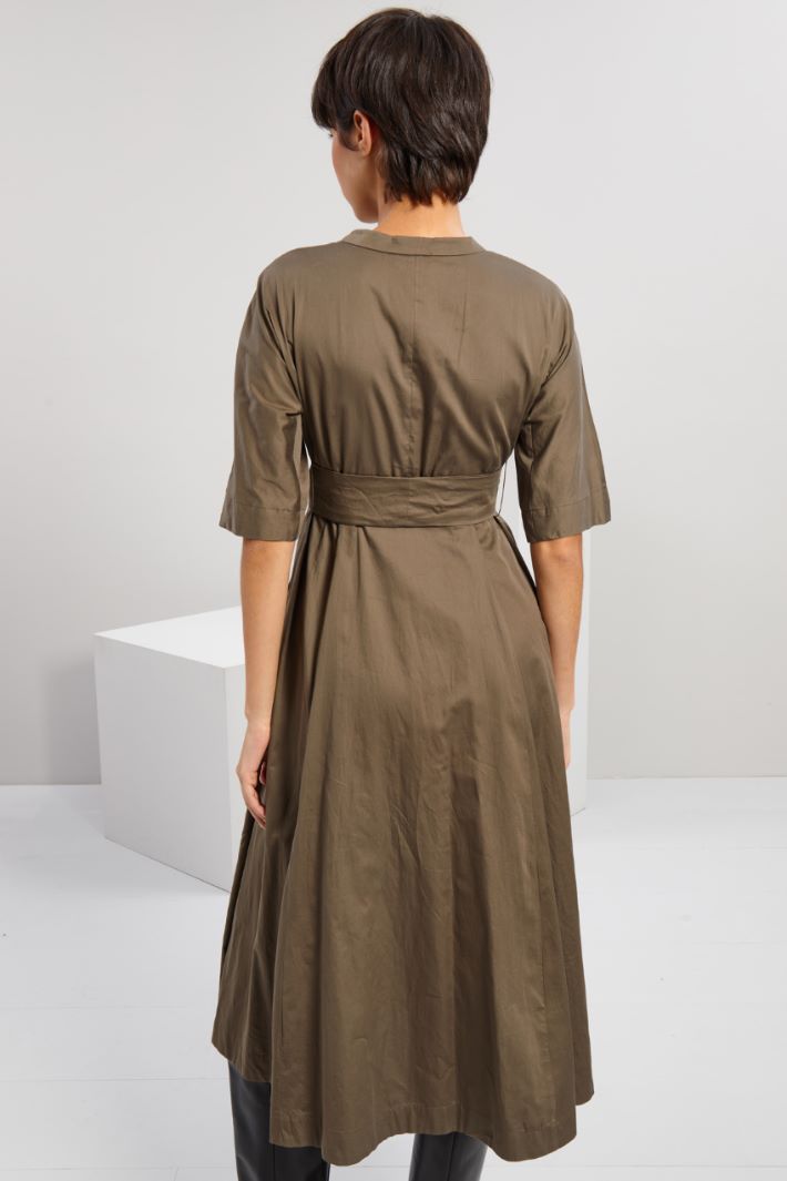 Abito in raso di cotone - KAKI - Fashion Market - 4