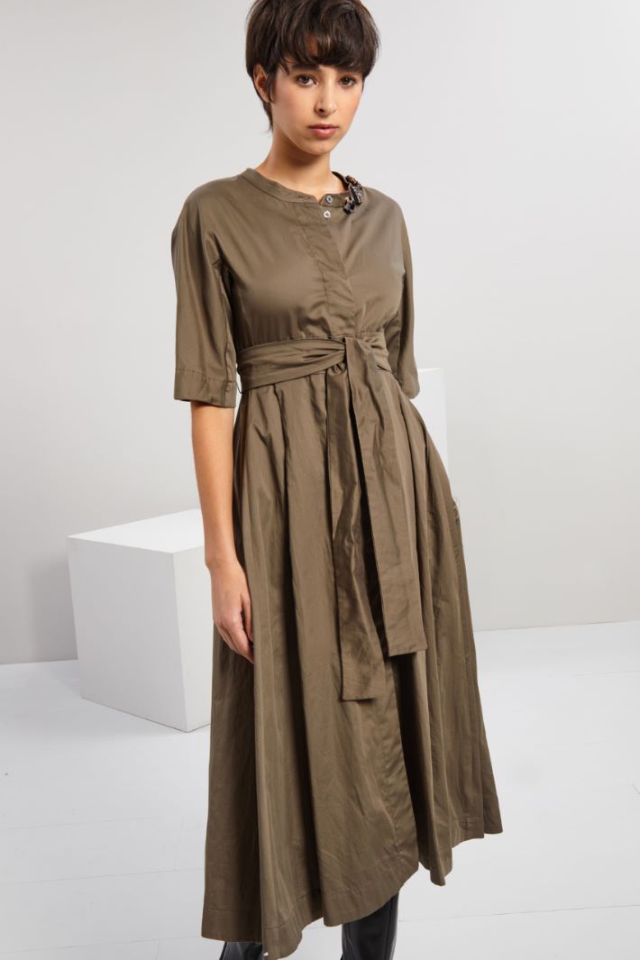 Abito in raso di cotone - KAKI - Fashion Market - 2