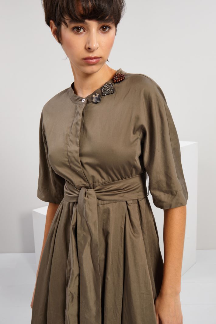 Abito in raso di cotone - KAKI - Fashion Market - 3