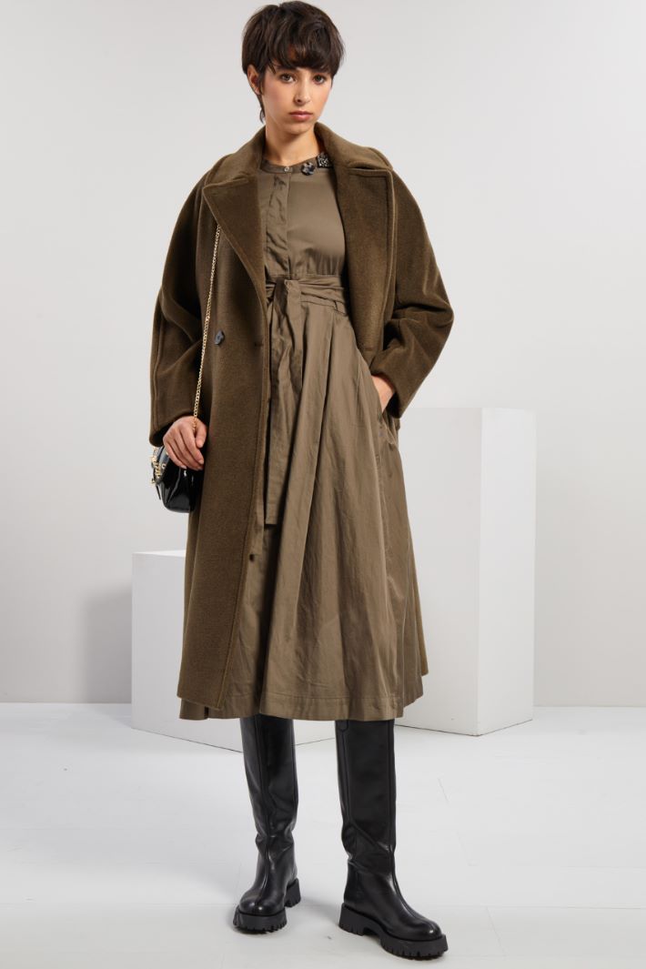 Abito in raso di cotone - KAKI - Fashion Market