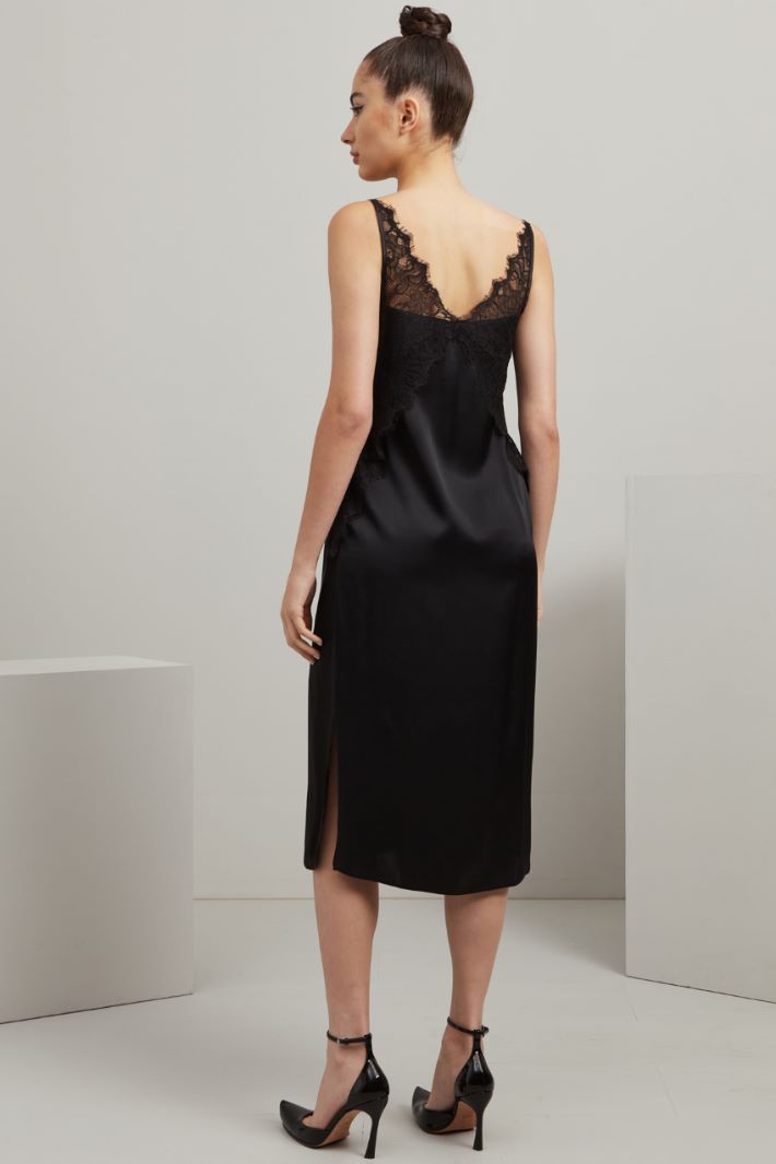 Slip dress in raso - NERO - Fashion Market - 4