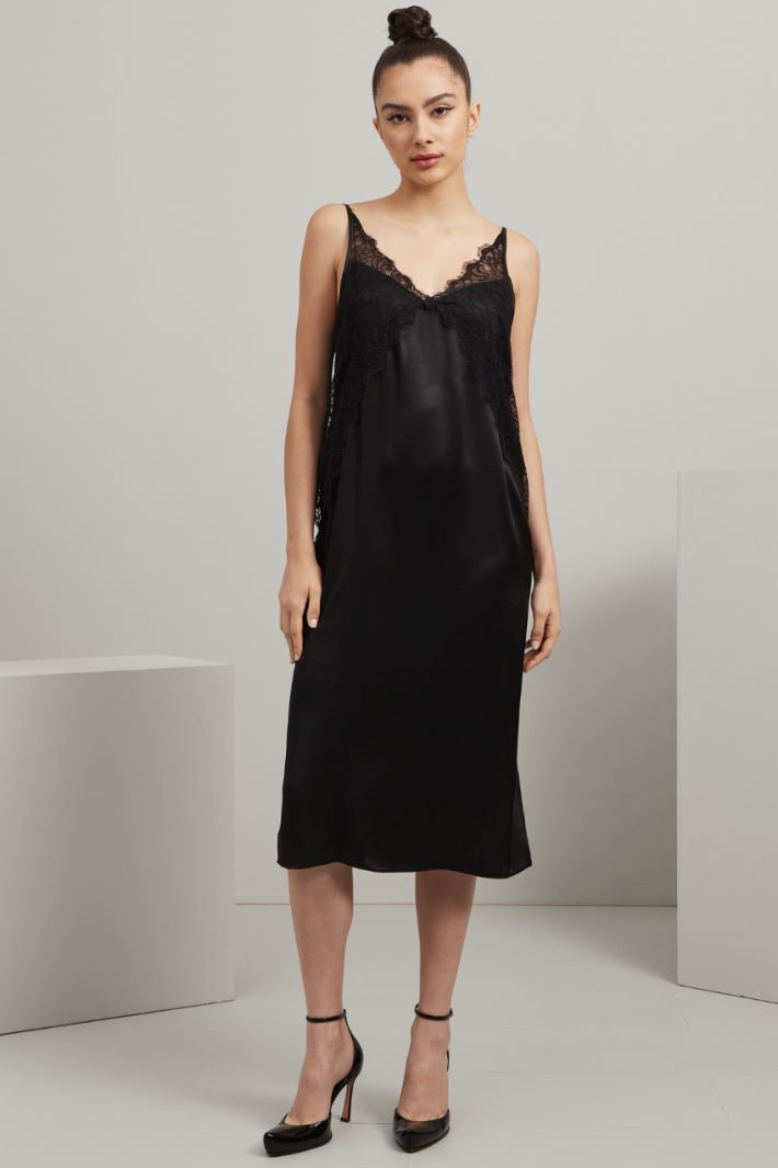 Slip dress in raso - NERO - Fashion Market - 2