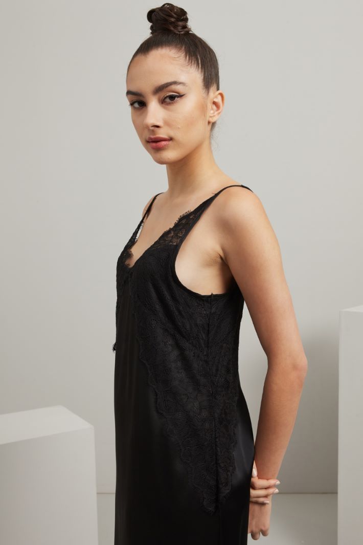 Slip dress in raso - NERO - Fashion Market - 3