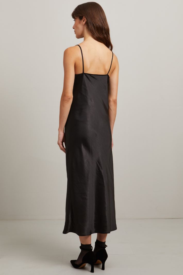 Slip dress in raso - NERO - Fashion Market - 4