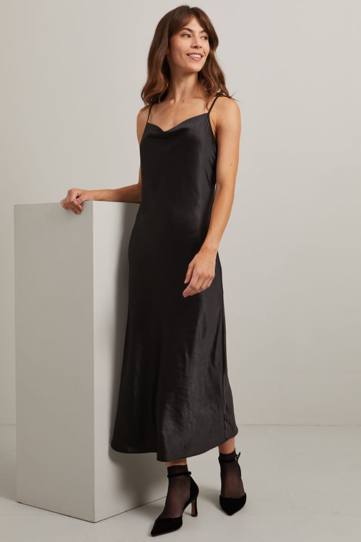 Slip dress in raso - NERO - Fashion Market - 2