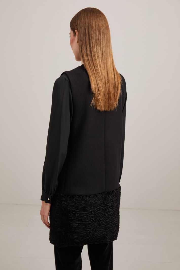 Gilet in panno e velluto - NERO - Fashion Market - 4
