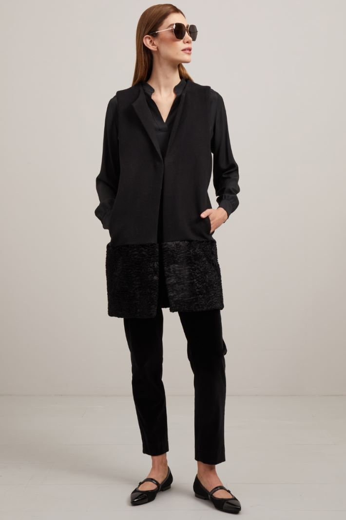 Gilet in panno e velluto - NERO - Fashion Market