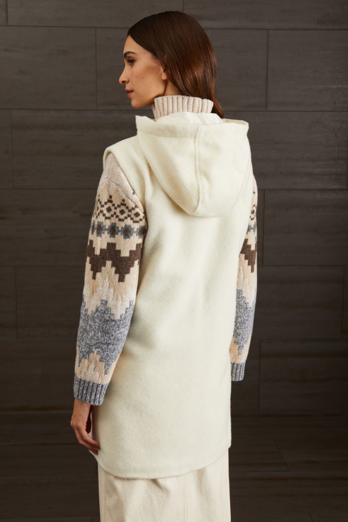 Gilet con cappuccio - BIANCO LATTE - Fashion Market - 4
