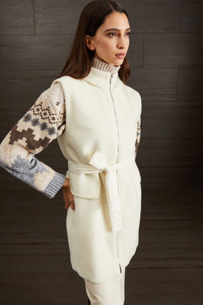 Gilet con cappuccio - BIANCO LATTE - Fashion Market - 3