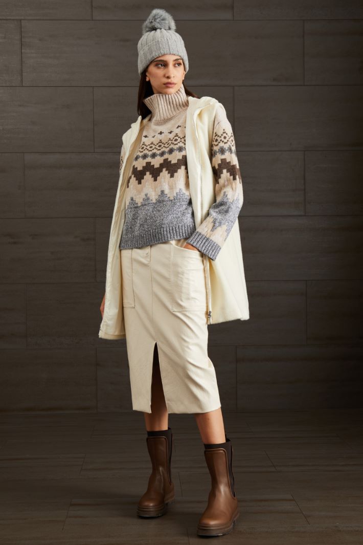 Gilet con cappuccio - BIANCO LATTE - Fashion Market
