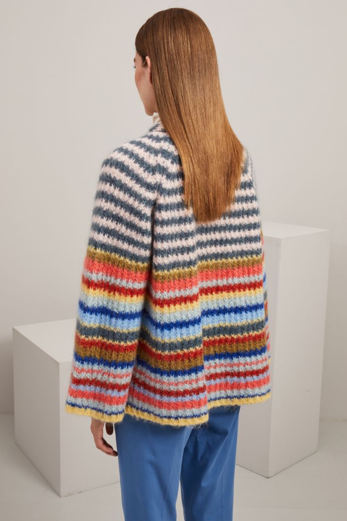 Cardigan morbido in mohair - VERDE AZZURRO GIALLO - Fashion Market - 4