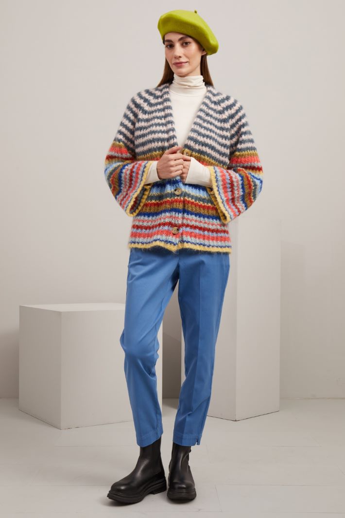 Cardigan morbido in mohair - VERDE AZZURRO GIALLO - Fashion Market