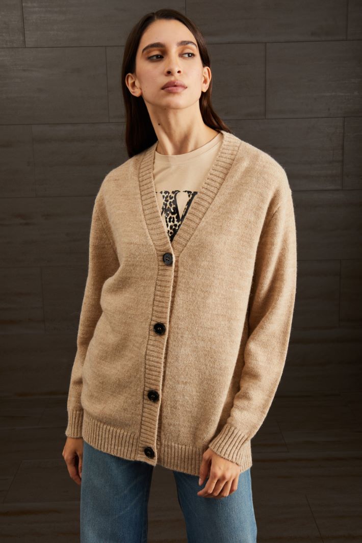 Cardigan in alpaca e lana - NOCCIOLA - Fashion Market - 2