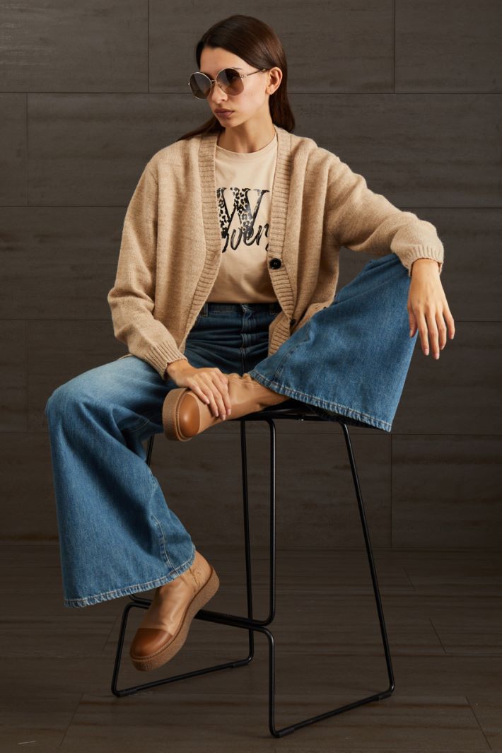 Cardigan in alpaca e lana - NOCCIOLA - Fashion Market