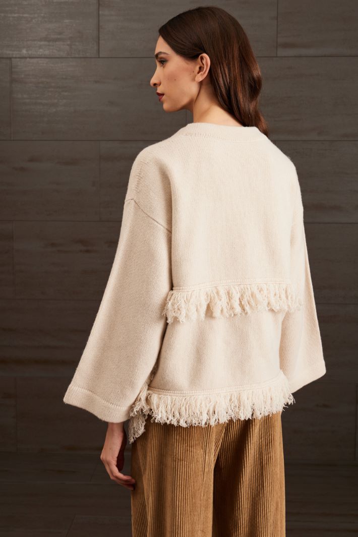 Cardigan in lana - ECRU - Fashion Market - 4