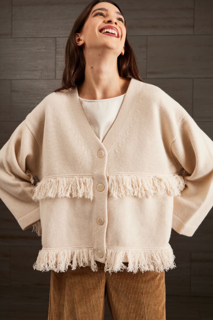 Cardigan in lana - ECRU - Fashion Market - 3