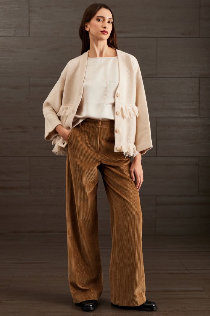 Cardigan in lana - ECRU - Fashion Market