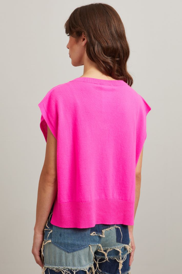 Gilet in lana e cashmere - FUCSIA - Fashion Market - 4