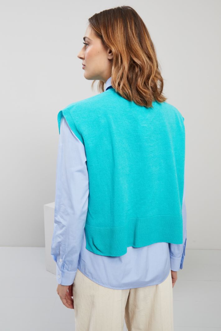 Gilet in lana e cashmere - TURCHESE - Fashion Market - 4