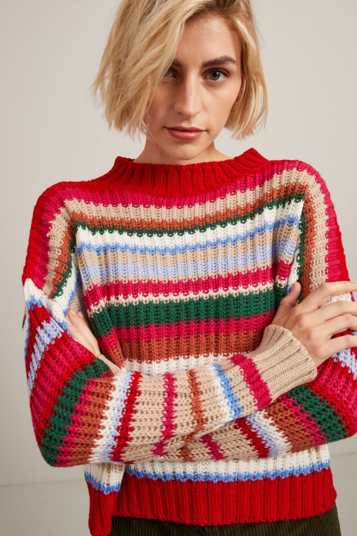 Maglia in pura lana - ROSSO MAGENTA VERDE - Fashion Market - 3