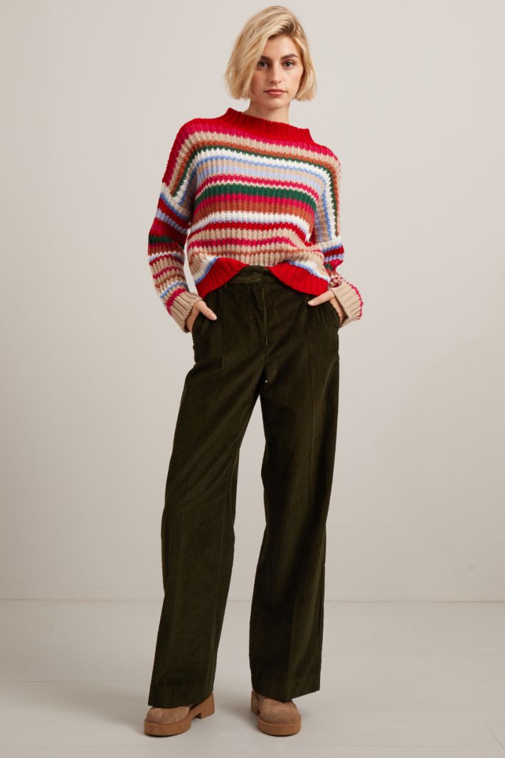 Maglia in pura lana - ROSSO MAGENTA VERDE - Fashion Market