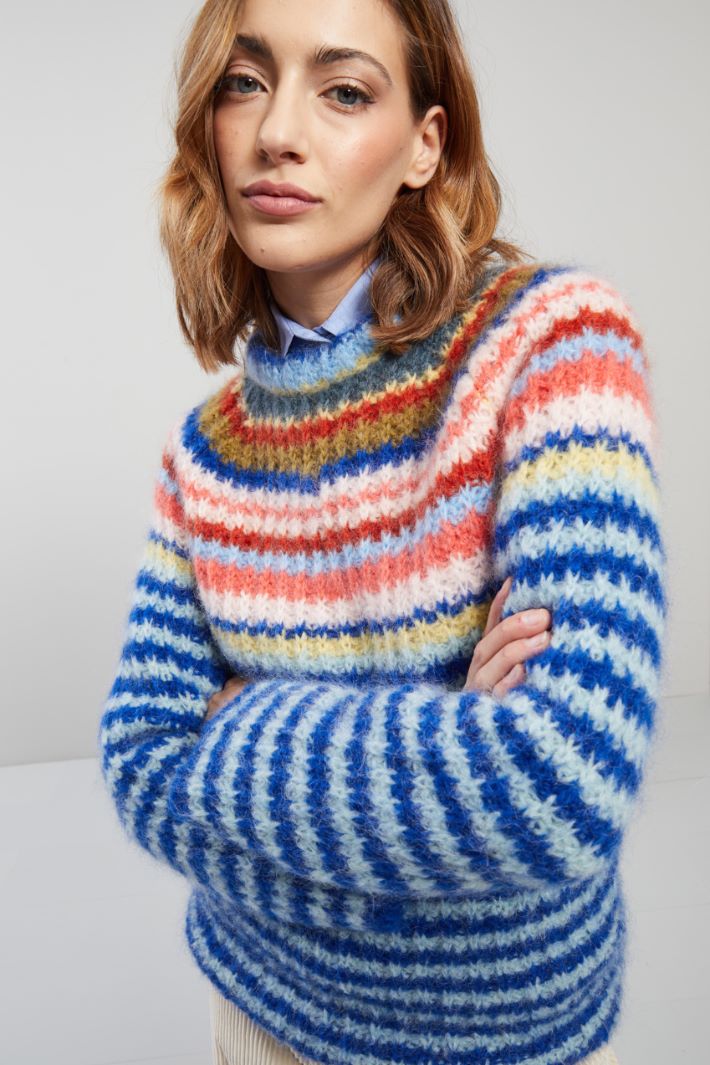 Maglia in mohair - BLU GIALLO CORALLO - Fashion Market - 3
