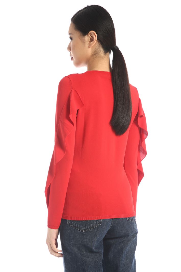 Maglia in viscosa con volant - ROSSO - Fashion Market - 3