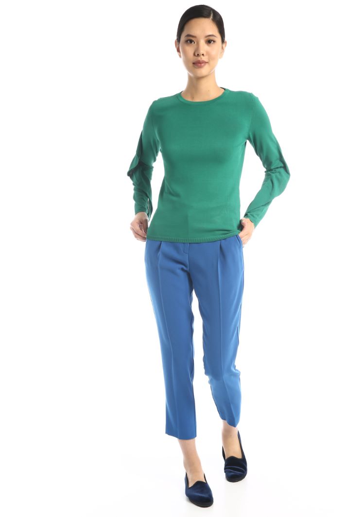 Maglia in viscosa con volant - VERDE - Fashion Market - 4