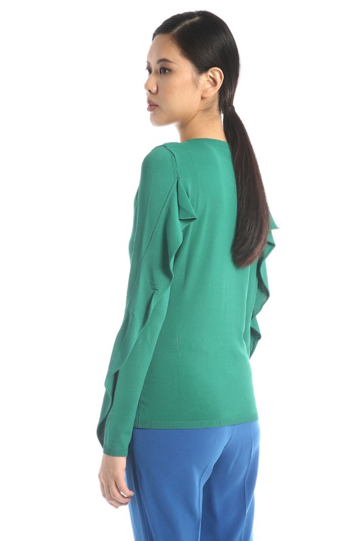 Maglia in viscosa con volant - VERDE - Fashion Market - 3